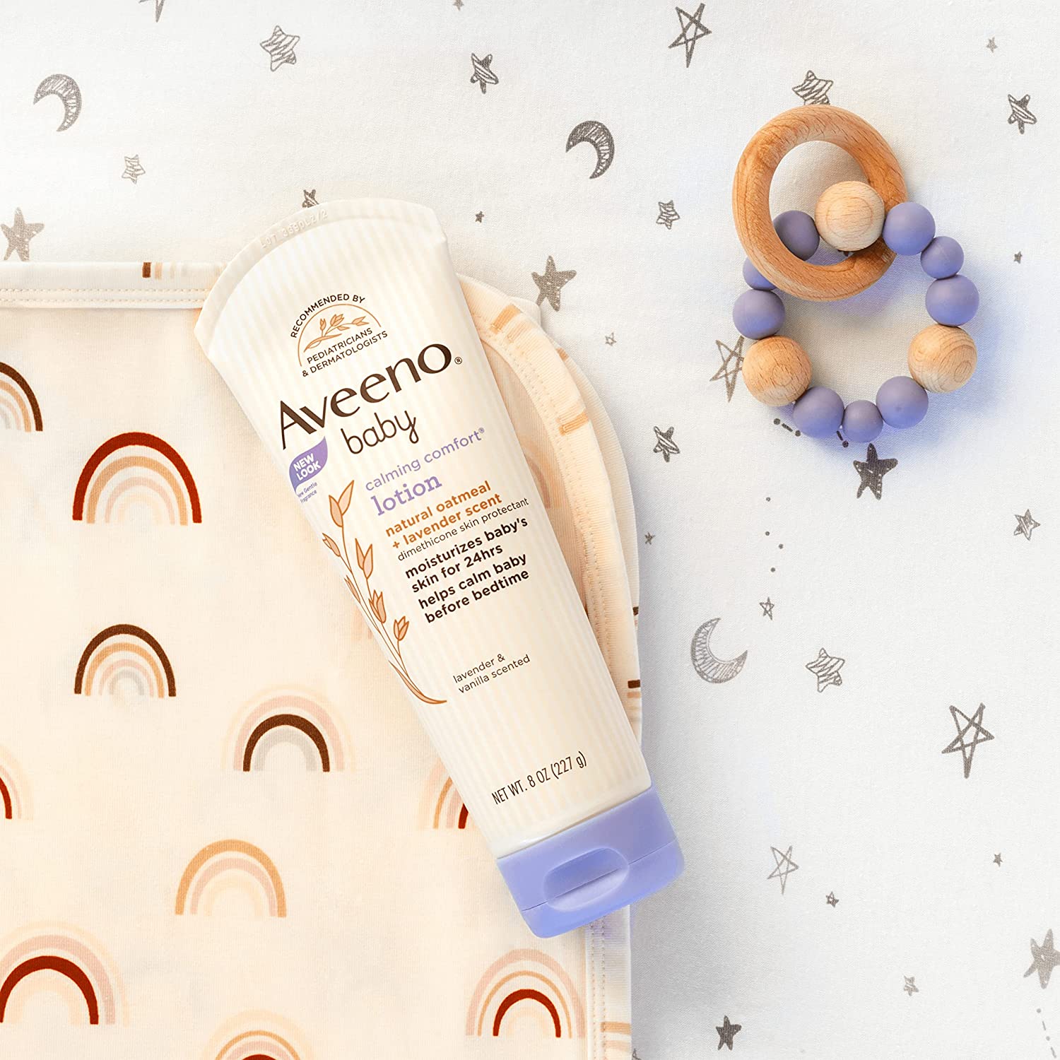 Aveeno Baby Calming Comfort Bath & Lotion Set, Night time Baby Skin Care Products with Natural Oat Extract, Lavender & Vanilla Scents, Paraben-Free, 2 Items - Image 6